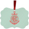 Chevron & Anchor Metal Frame Ornament - Double Sided w/ Monogram