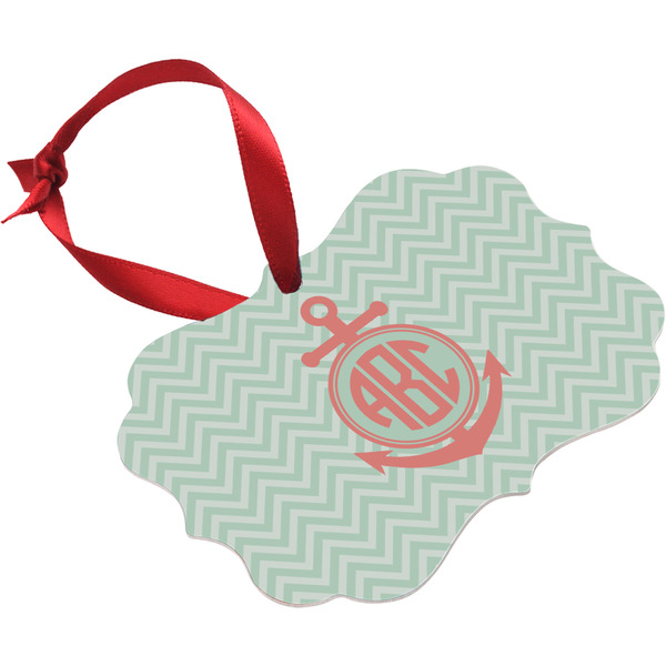 Chevron & Anchor Christmas Ornament