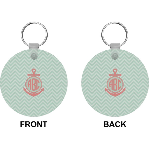 Chevron & Anchor Circle Keychain (Front + Back)