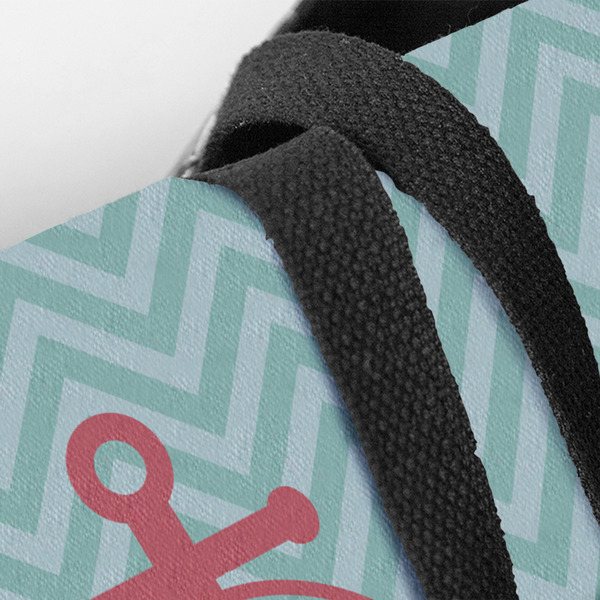 Chevron & Anchor Closeup of Tote w/Black Handles