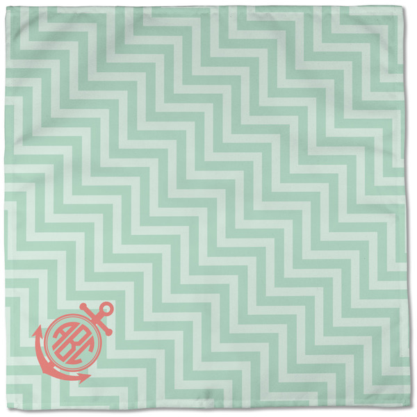 Chevron & Anchor Cloth Napkins - Personalized Dinner (Full Open)