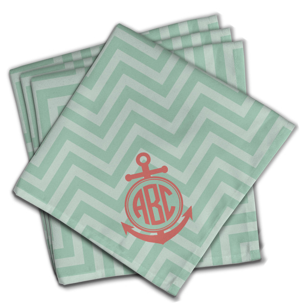 Chevron & Anchor Cloth Napkins - Personalized Dinner (PARENT MAIN Set of 4)