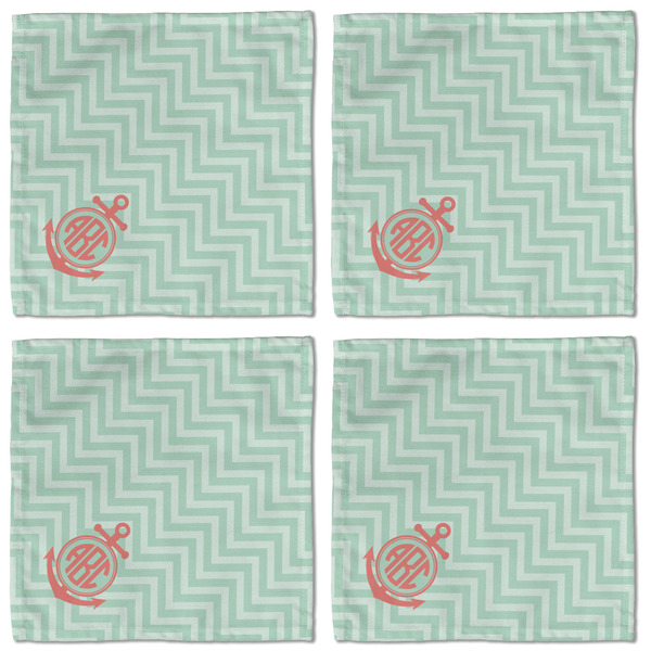 Chevron & Anchor Cloth Napkins - Personalized Lunch (APPROVAL) Set of 4