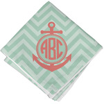 Chevron & Anchor Cloth Cocktail Napkin - Single w/ Monogram