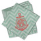 Chevron & Anchor Cloth Cocktail Napkins - Set of 4 w/ Monogram