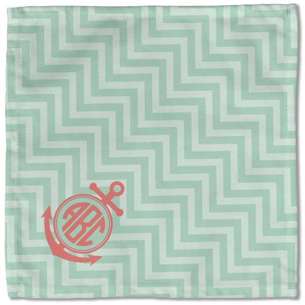 Chevron & Anchor Cloth Napkins - Personalized Lunch (Single Full Open)