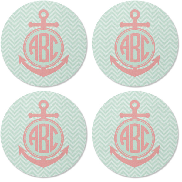 Chevron & Anchor Coaster Round Rubber Back - Apvl