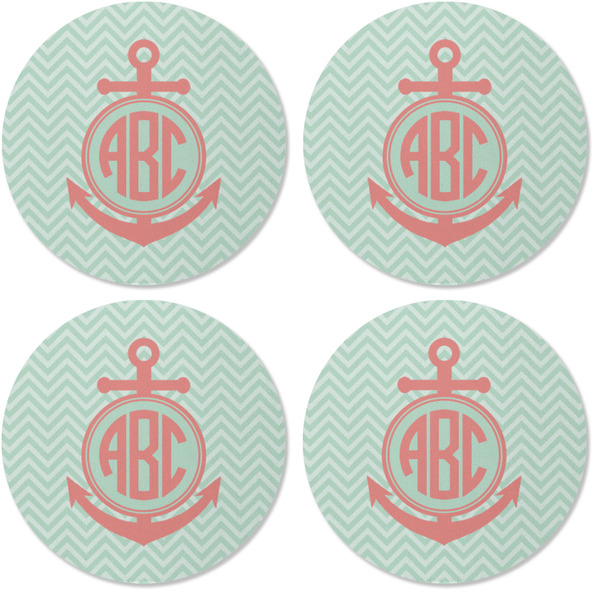 Chevron & Anchor Coaster Round Rubber Back - Apvl