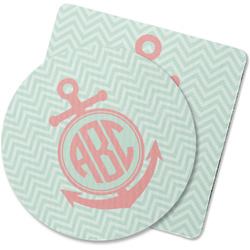 Chevron & Anchor Rubber Backed Coaster (Personalized)