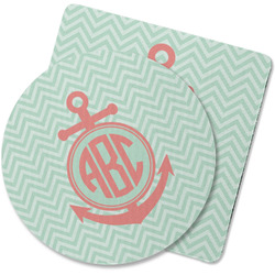 Chevron & Anchor Rubber Backed Coaster (Personalized)