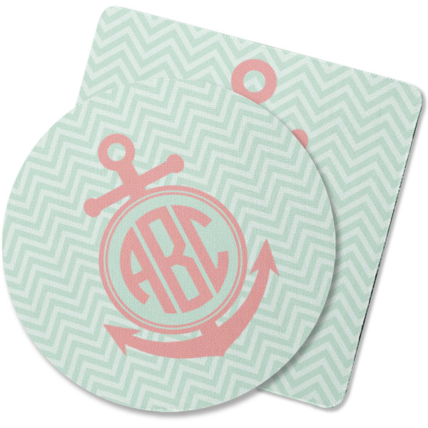 Custom Chevron & Anchor Rubber Backed Coaster (Personalized)