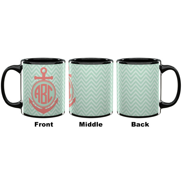 Chevron & Anchor Coffee Mug - 11 oz - Black APPROVAL