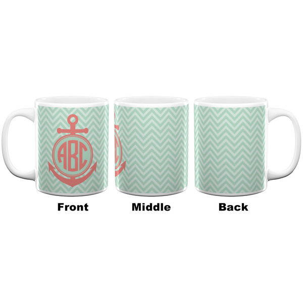 Chevron & Anchor Coffee Mug - 11 oz - White APPROVAL