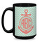 Chevron & Anchor Coffee Mug - 15 oz - Black