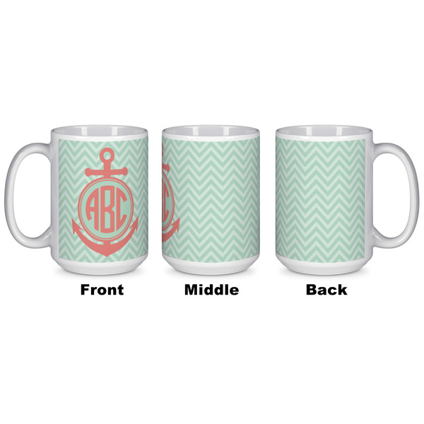 Chevron & Anchor Coffee Mug - 15 oz - White APPROVAL