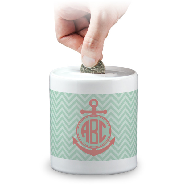 Custom Chevron & Anchor Coin Bank (Personalized)