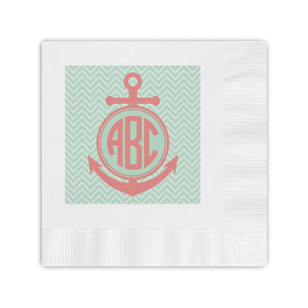 Custom Chevron & Anchor Coined Cocktail Napkins (Personalized)