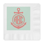 Chevron & Anchor Embossed Decorative Napkins (Personalized)