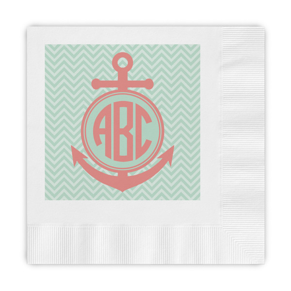 Custom Chevron & Anchor Embossed Decorative Napkins (Personalized)