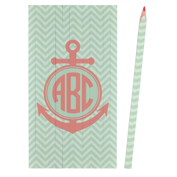 Chevron & Anchor Colored Pencils - Front View