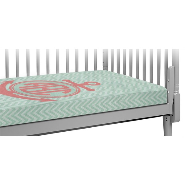 Custom Chevron & Anchor Crib Fitted Sheet (Personalized)