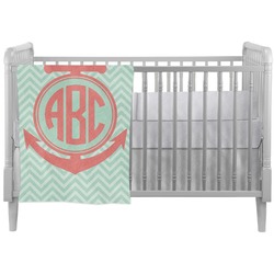 Chevron & Anchor Crib Comforter / Quilt (Personalized)