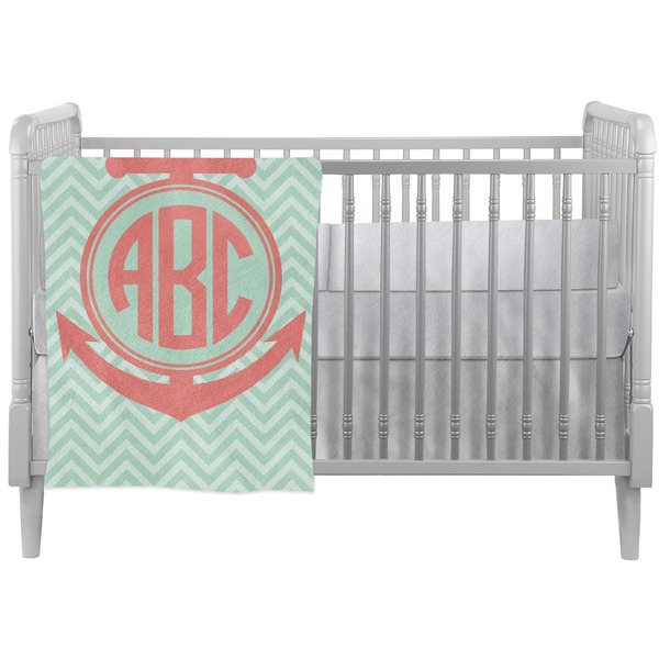 Custom Chevron & Anchor Crib Comforter / Quilt (Personalized)