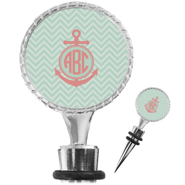 Custom Chevron & Anchor Wine Bottle Stopper (Personalized)