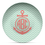 Chevron & Anchor Microwave Safe Plastic Plate - Composite Polymer (Personalized)