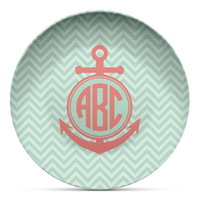 Custom Chevron & Anchor Microwave Safe Plastic Plate - Composite Polymer (Personalized)