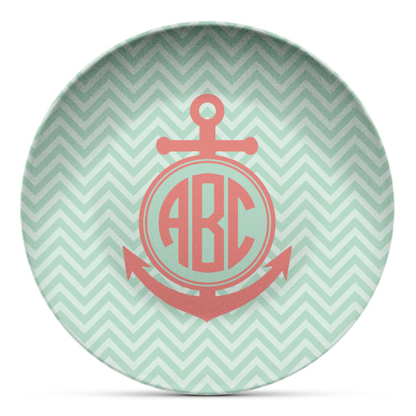 Custom Chevron & Anchor Microwave Safe Plastic Plate - Composite Polymer (Personalized)