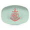 Chevron & Anchor Plastic Platter - Microwave & Oven Safe Composite Polymer (Personalized)