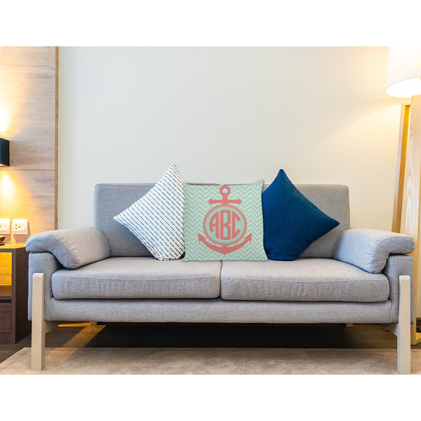 Chevron & Anchor Decorative Pillow Case - LIFESTYLE