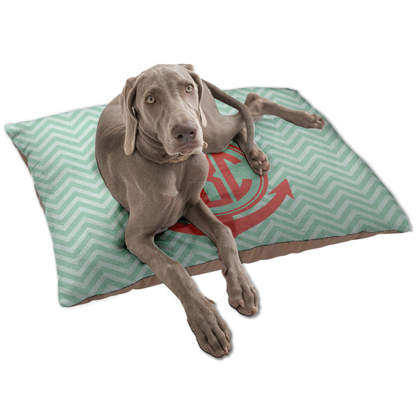 Custom Chevron & Anchor Dog Bed - Large w/ Monogram