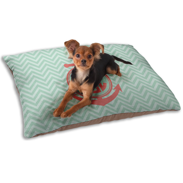 Custom Chevron & Anchor Dog Bed - Small w/ Monogram