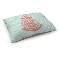 Chevron & Anchor Dog Bed - Medium w/ Monogram