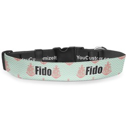 Chevron & Anchor Deluxe Dog Collar - Toy (6" to 8.5") (Personalized)
