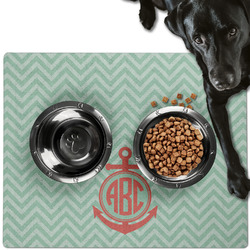 Chevron & Anchor Dog Food Mat - Large w/ Monogram
