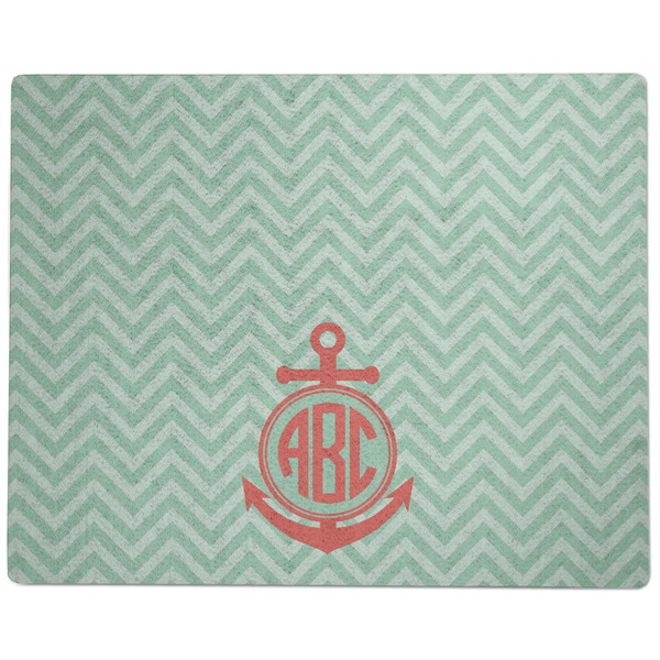 Chevron & Anchor Dog Food Mat - Large without Bowls