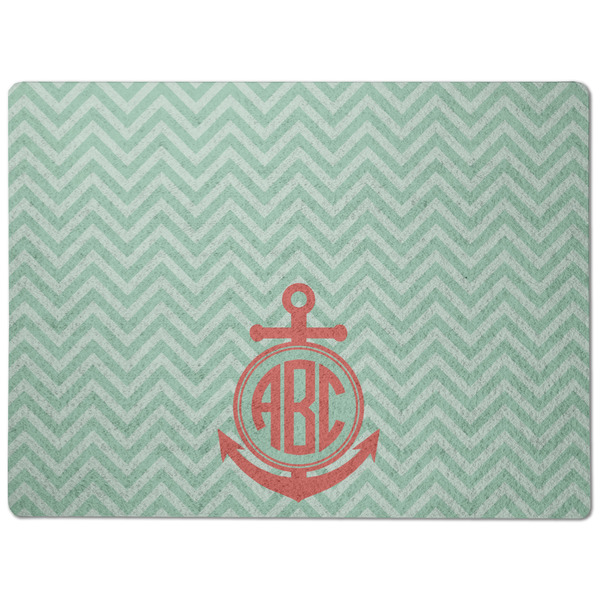 Chevron & Anchor Dog Food Mat - Medium without bowls