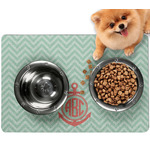 Chevron & Anchor Dog Food Mat - Small w/ Monogram
