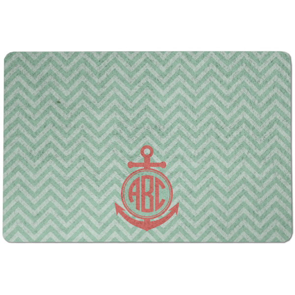 Custom Chevron & Anchor Dog Food Mat w/ Monogram