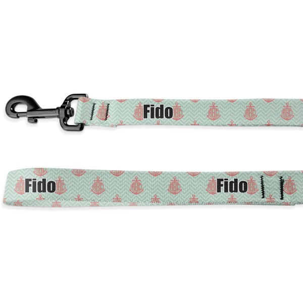 Custom Chevron & Anchor Deluxe Dog Leash - 4 ft (Personalized)