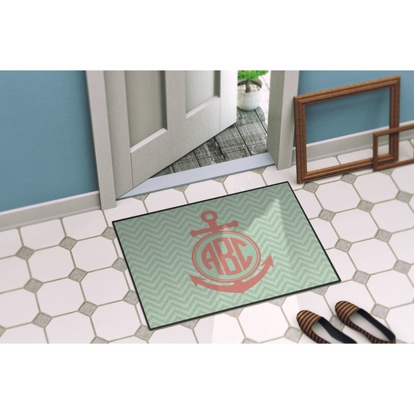Chevron & Anchor Door Mat Lifestyle