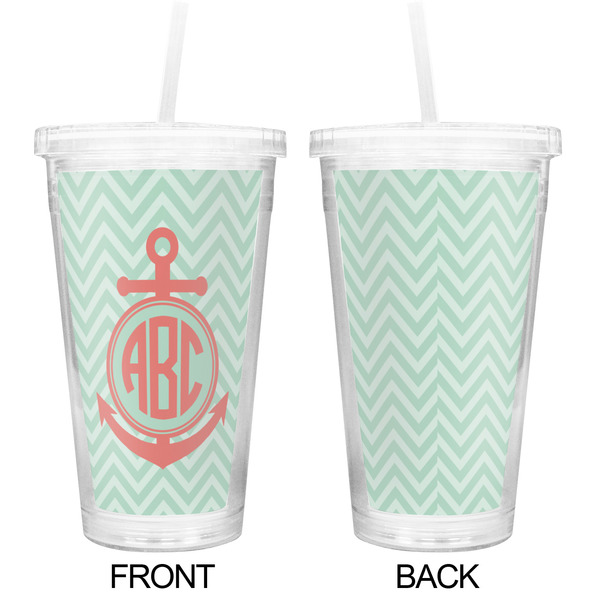 Chevron & Anchor Double Wall Tumbler with Straw - Approval