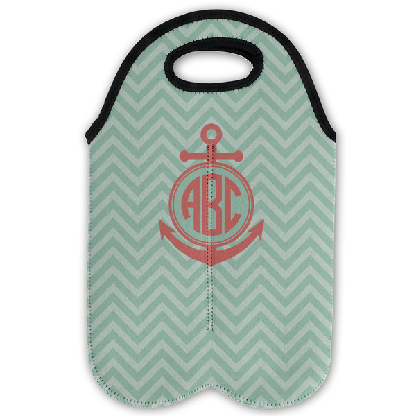 Chevron & Anchor Double Wine Tote - Flat (new)