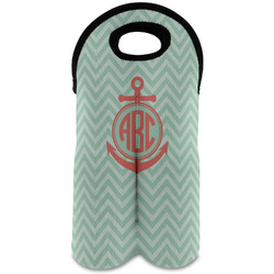 Chevron & Anchor Wine Tote Bag (2 Bottles) (Personalized)