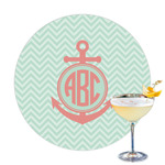 Chevron & Anchor Printed Drink Topper - 3.25" (Personalized)