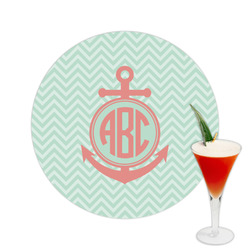 Chevron & Anchor Printed Drink Topper -  2.5" (Personalized)