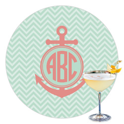 Chevron & Anchor Printed Drink Topper - 3.5" (Personalized)